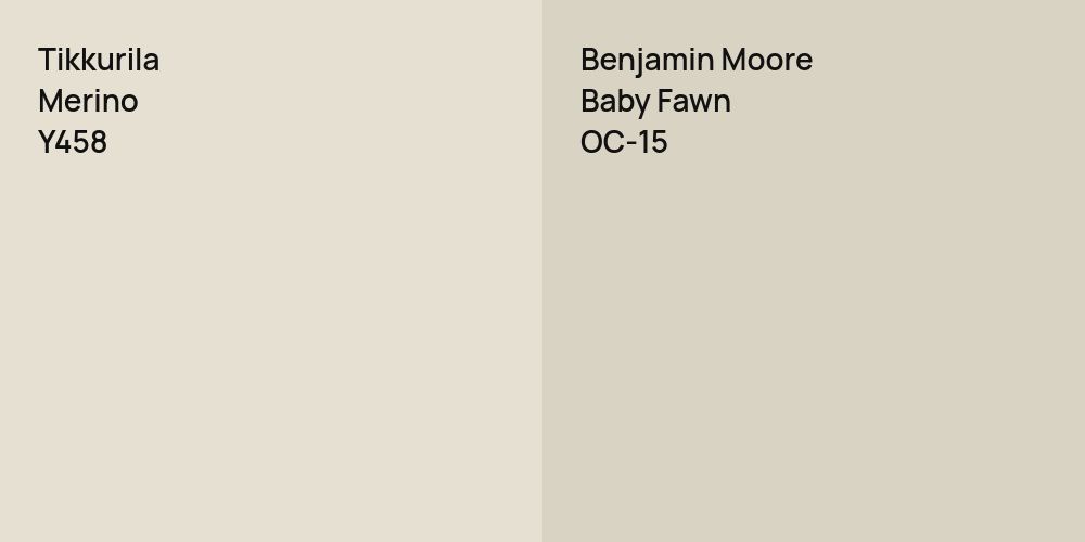 Tikkurila Merino vs. Benjamin Moore Baby Fawn