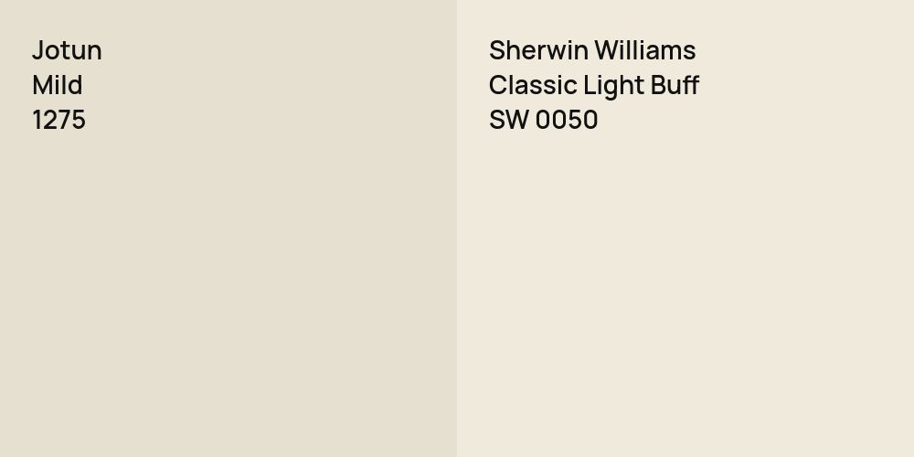 Jotun Mild vs. Sherwin Williams Classic Light Buff