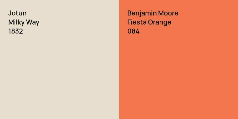 Jotun Milky Way vs. Benjamin Moore Fiesta Orange