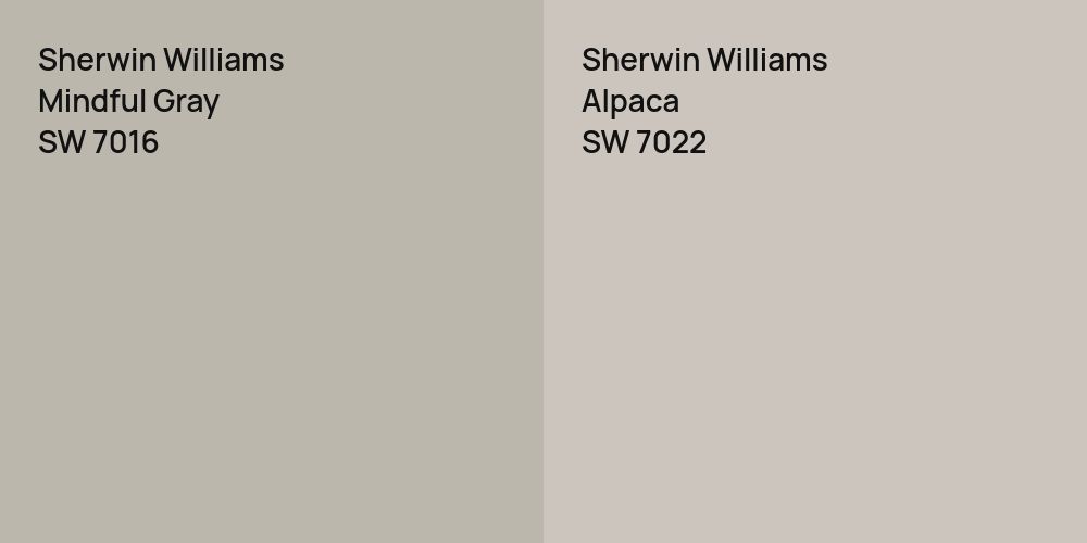 Sherwin Williams Mindful Gray vs. Sherwin Williams Alpaca