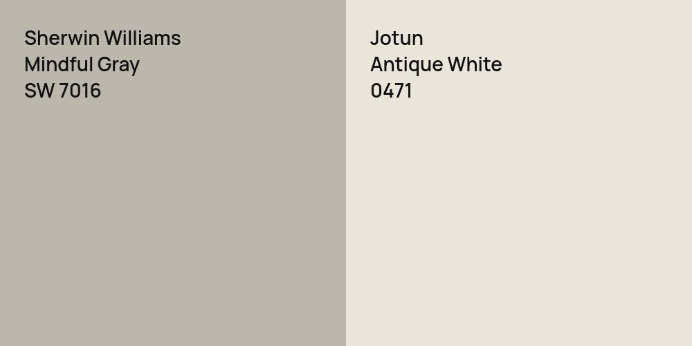 Sherwin Williams Mindful Gray vs. Jotun Antique White