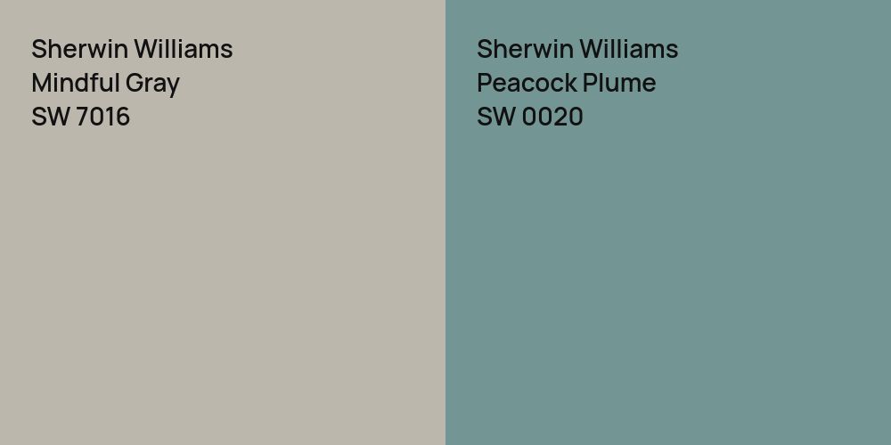 Sherwin Williams Mindful Gray vs. Sherwin Williams Peacock Plume