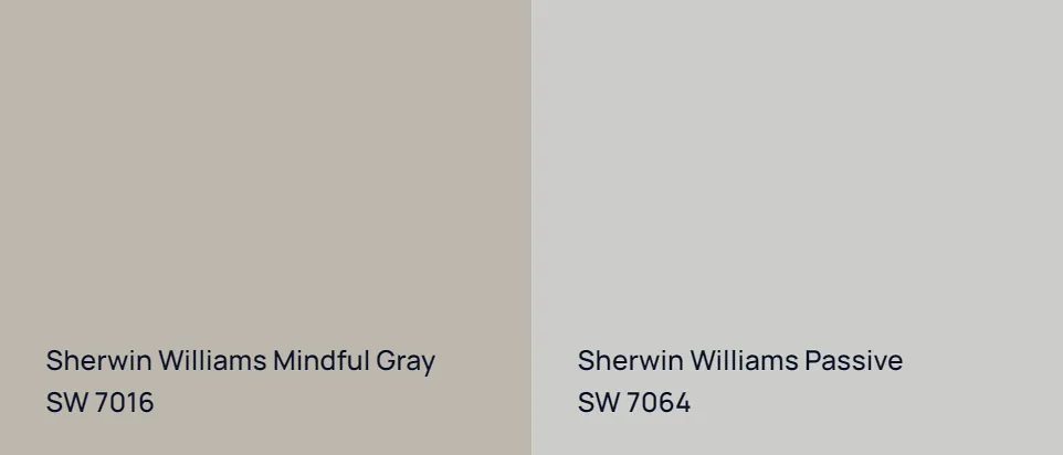 Sherwin Williams Mindful Gray SW 7016 vs Sherwin Williams Passive SW 7064