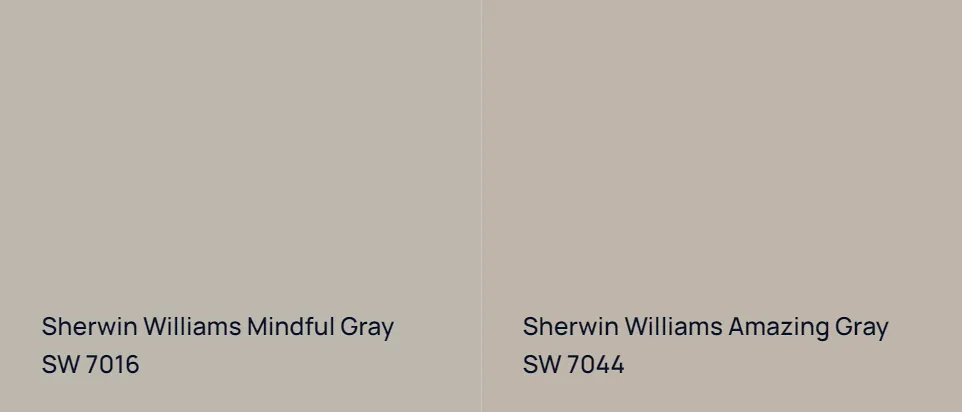 Sherwin Williams Mindful Gray SW 7016 vs Sherwin Williams Amazing Gray SW 7044