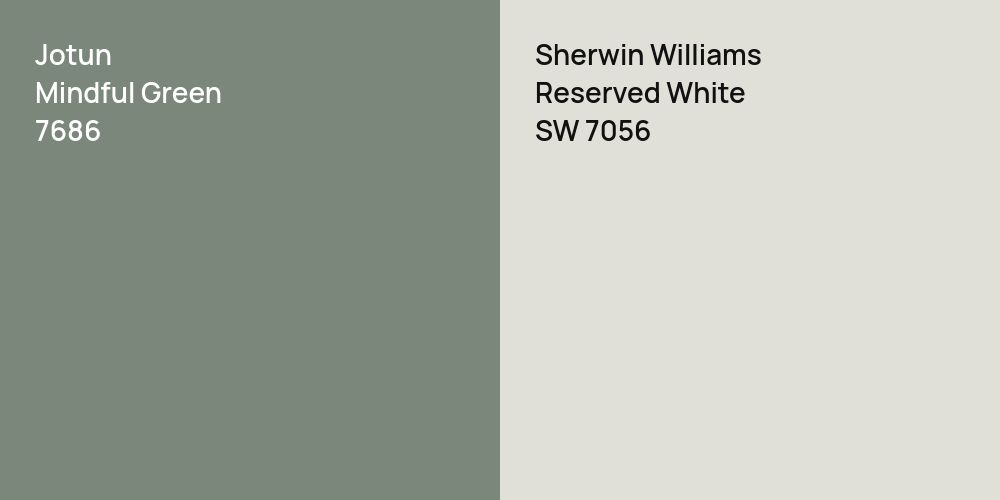 Jotun Mindful Green vs. Sherwin Williams Reserved White