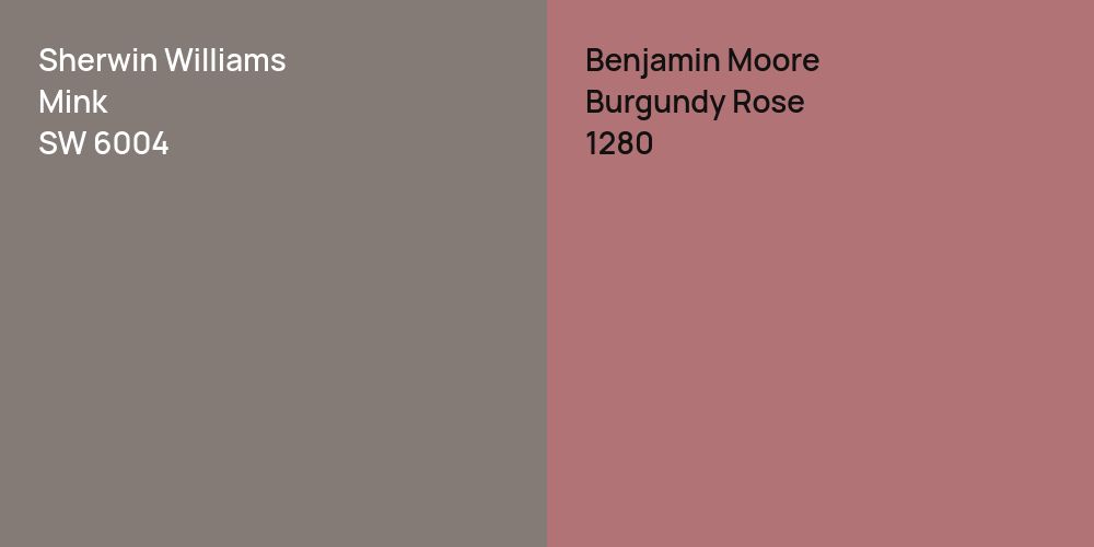 Sherwin Williams Mink vs. Benjamin Moore Burgundy Rose