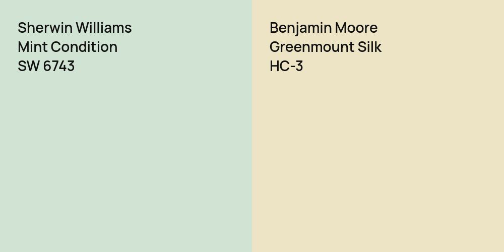 Sherwin Williams Mint Condition vs. Benjamin Moore Greenmount Silk