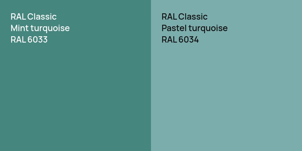 RAL Classic  Mint turquoise vs. RAL Classic  Pastel turquoise