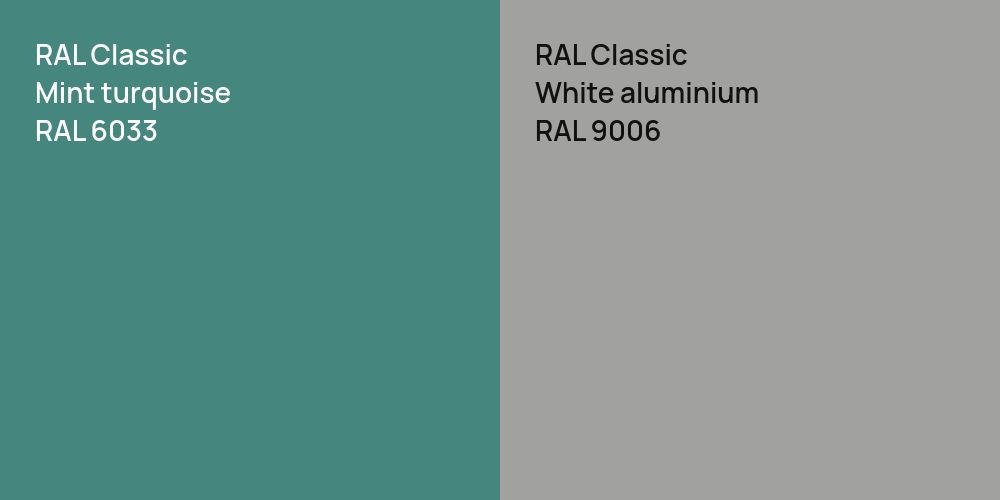 RAL Classic  Mint turquoise vs. RAL Classic  White aluminium