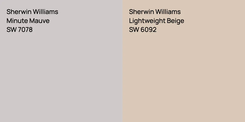 Sherwin Williams Minute Mauve vs. Sherwin Williams Lightweight Beige