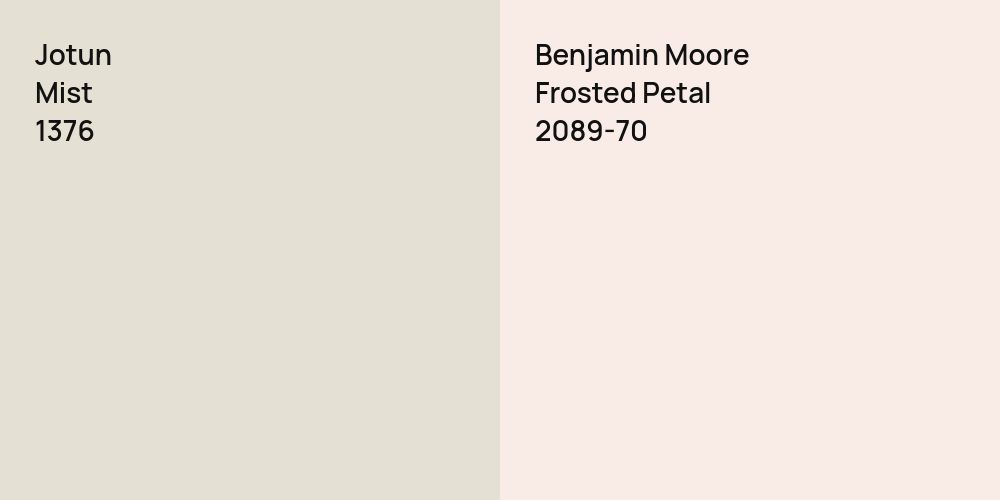 Jotun Mist vs. Benjamin Moore Frosted Petal