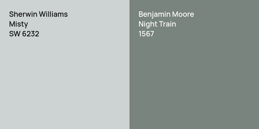 Sherwin Williams Misty vs. Benjamin Moore Night Train