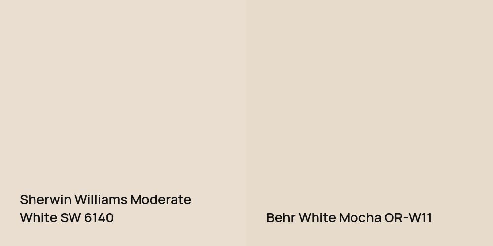 Sherwin Williams Moderate White vs. Behr White Mocha