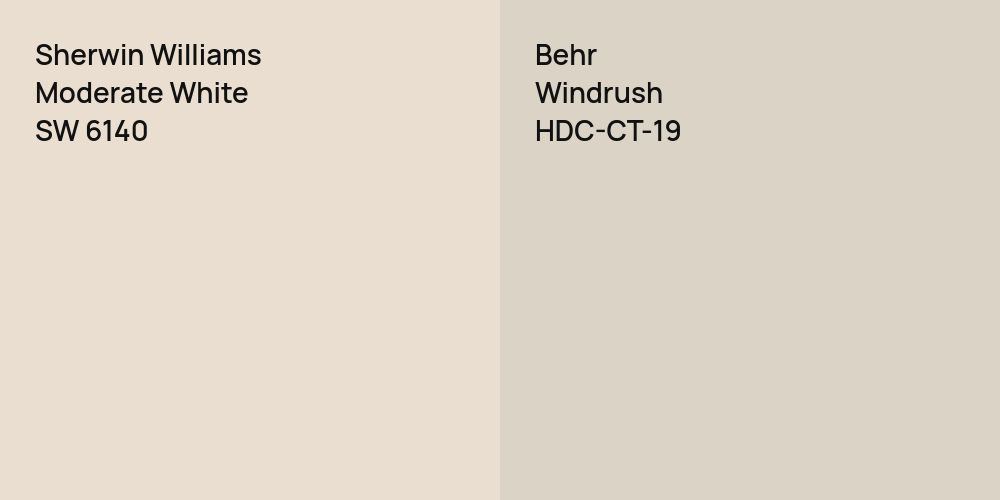 Sherwin Williams Moderate White vs. Behr Windrush