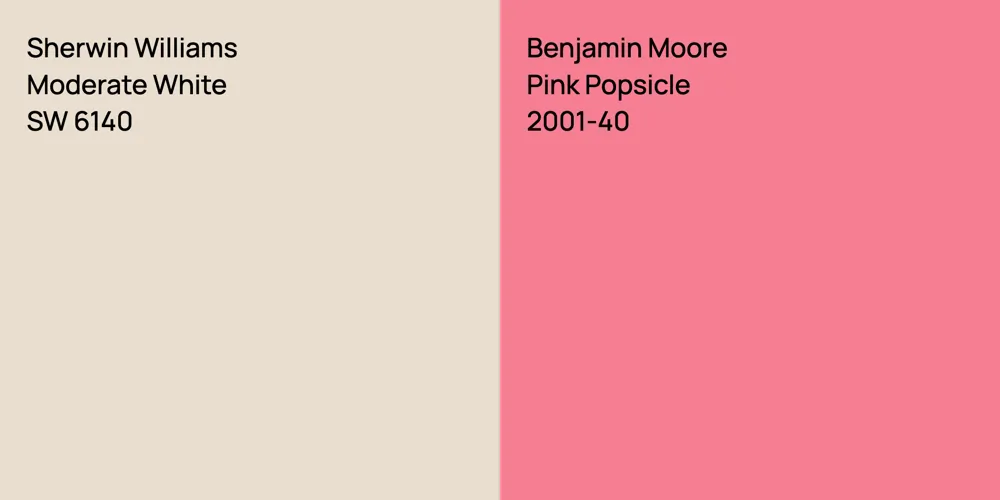 Sherwin Williams Moderate White vs. Benjamin Moore Pink Popsicle