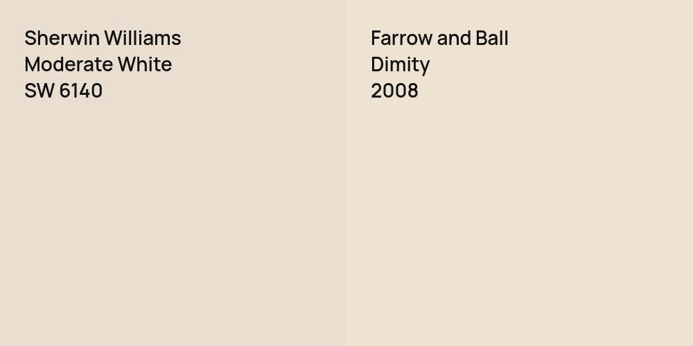 Sherwin Williams Moderate White vs. Farrow and Ball Dimity