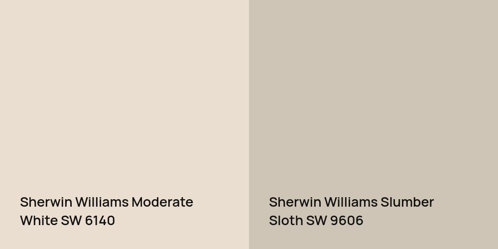 Sherwin Williams Moderate White vs. Sherwin Williams Slumber Sloth