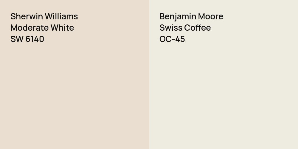 Sherwin Williams Moderate White vs. Benjamin Moore Swiss Coffee