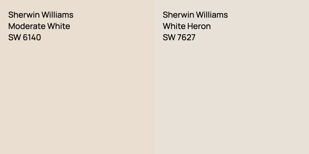 Sherwin Williams Moderate White vs. Sherwin Williams White Heron