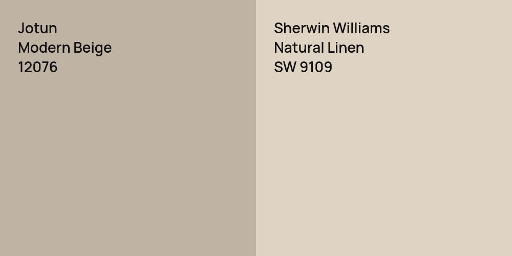 Jotun Modern Beige vs. Sherwin Williams Natural Linen