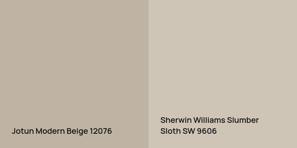 Jotun Modern Beige vs. Sherwin Williams Slumber Sloth