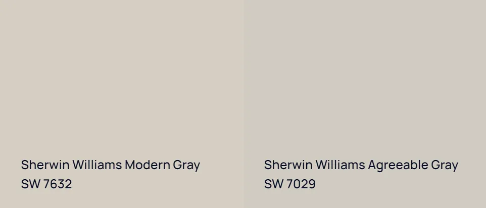 Sherwin Williams Modern Gray SW 7632 vs Sherwin Williams Agreeable Gray SW 7029