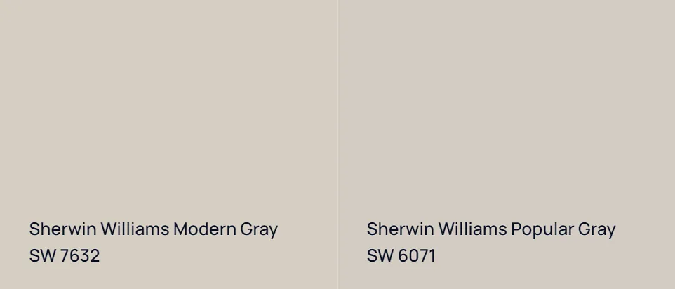 Sherwin Williams Modern Gray SW 7632 vs Sherwin Williams Popular Gray SW 6071