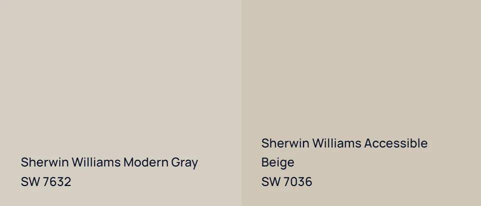 Sherwin Williams Modern Gray SW 7632 vs Sherwin Williams Accessible Beige SW 7036