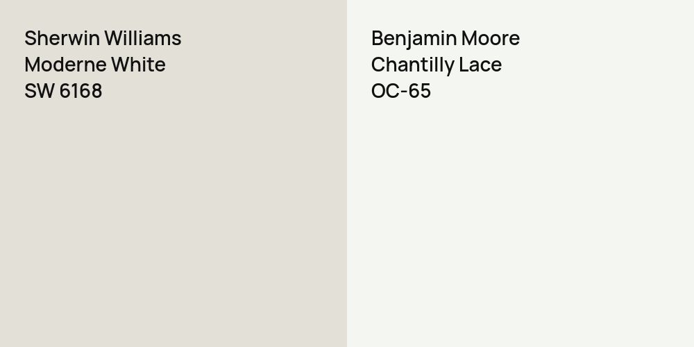 Sherwin Williams Moderne White vs. Benjamin Moore Chantilly Lace