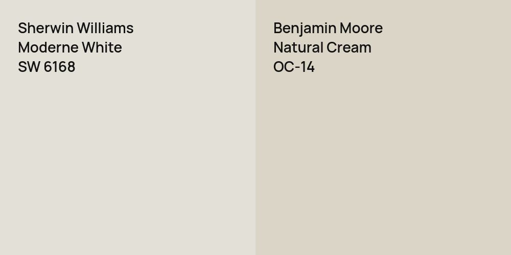 Sherwin Williams Moderne White vs. Benjamin Moore Natural Cream