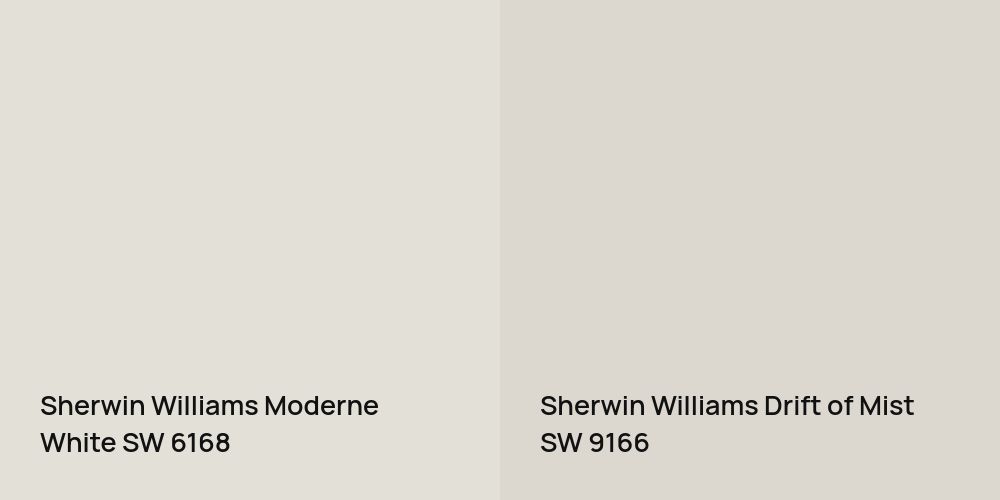 Sherwin Williams Moderne White vs. Sherwin Williams Drift of Mist