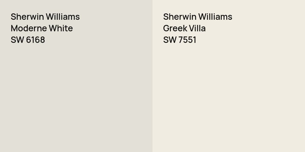 Sherwin Williams Moderne White vs. Sherwin Williams Greek Villa