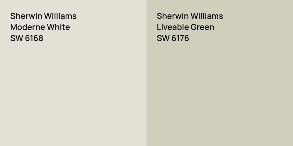 Sherwin Williams Moderne White vs. Sherwin Williams Liveable Green