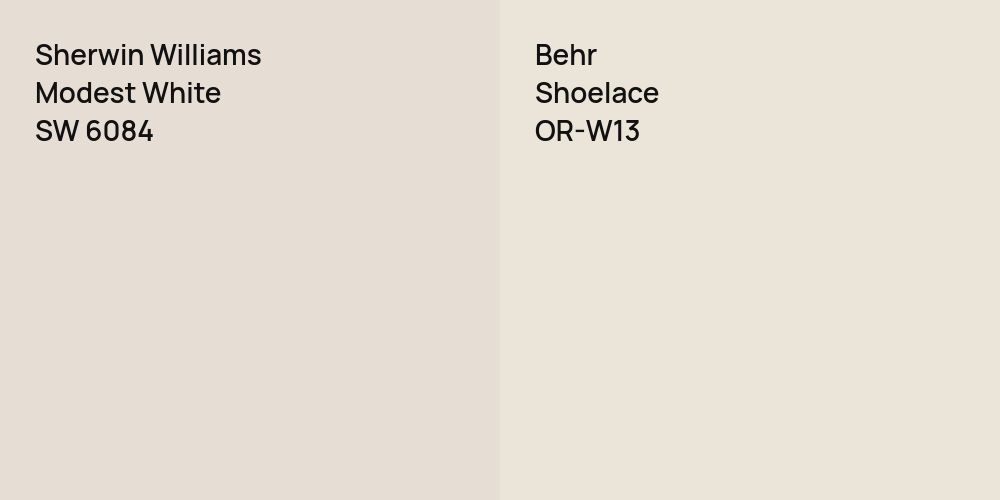 Sherwin Williams Modest White vs. Behr Shoelace