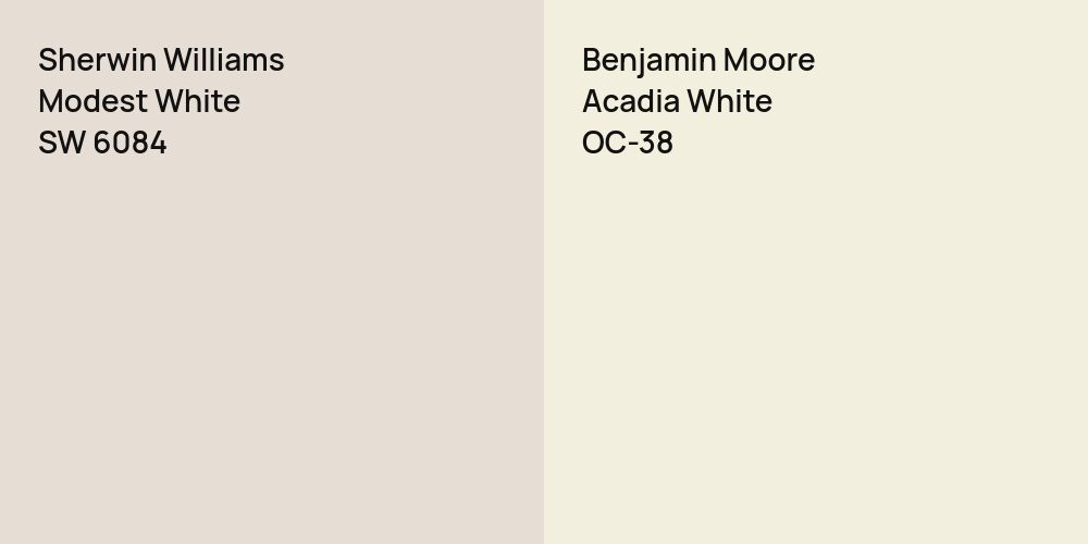 Sherwin Williams Modest White vs. Benjamin Moore Acadia White