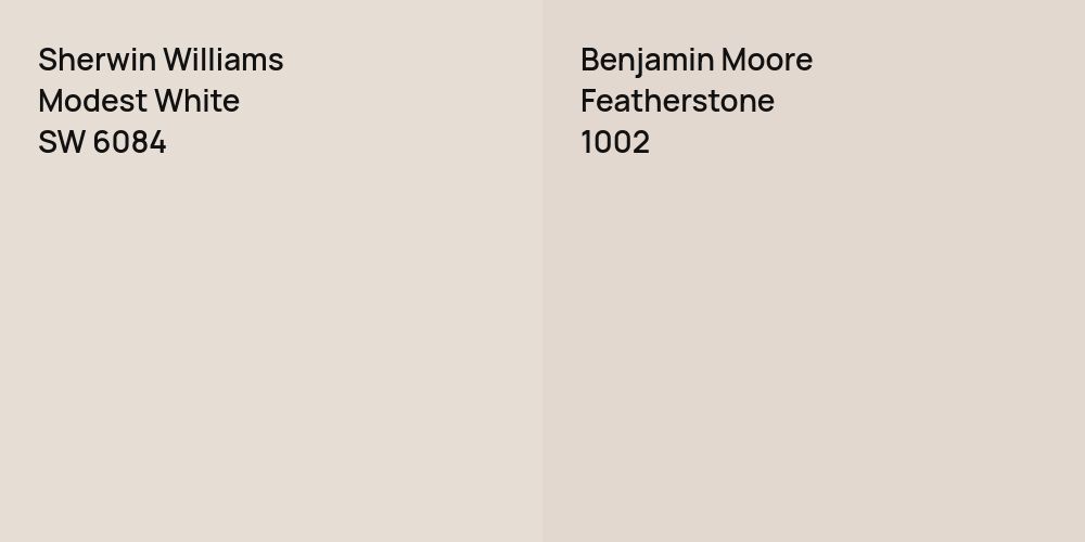 Sherwin Williams Modest White vs. Benjamin Moore Featherstone