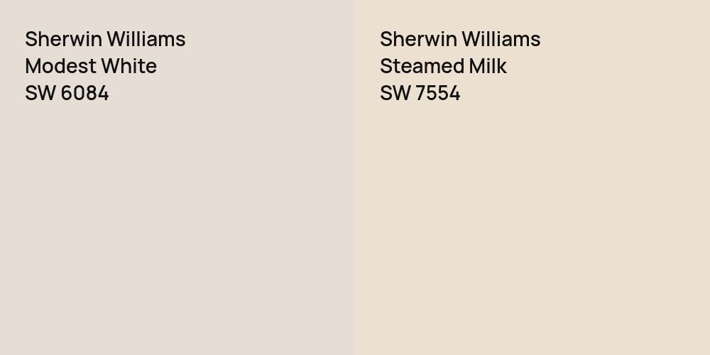 Sherwin Williams Modest White vs. Sherwin Williams Steamed Milk