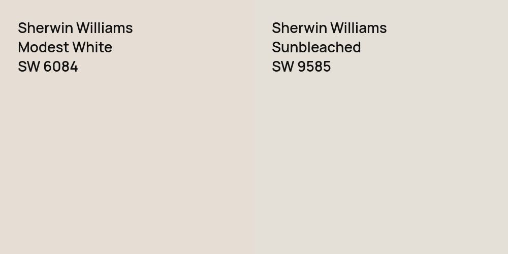 Sherwin Williams Modest White vs. Sherwin Williams Sunbleached