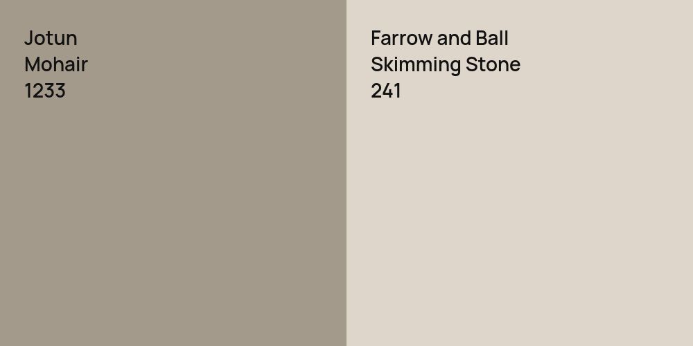 Jotun Mohair vs. Farrow and Ball Skimming Stone