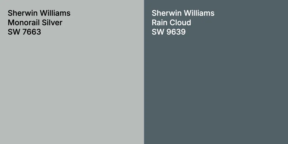 Sherwin Williams Monorail Silver vs. Sherwin Williams Rain Cloud