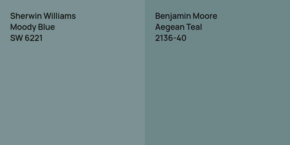 Sherwin Williams Moody Blue vs. Benjamin Moore Aegean Teal