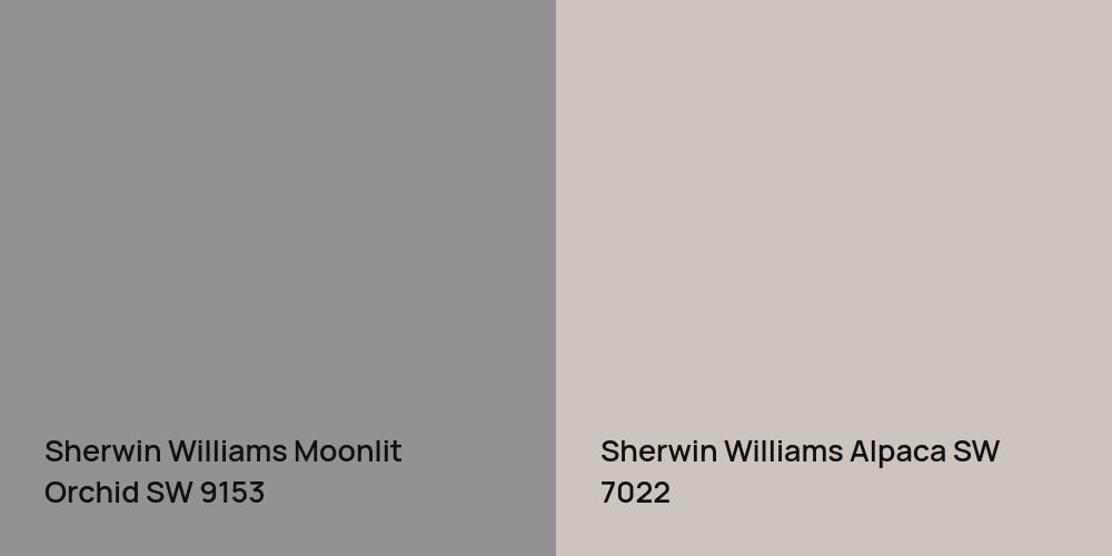 Sherwin Williams Moonlit Orchid vs. Sherwin Williams Alpaca