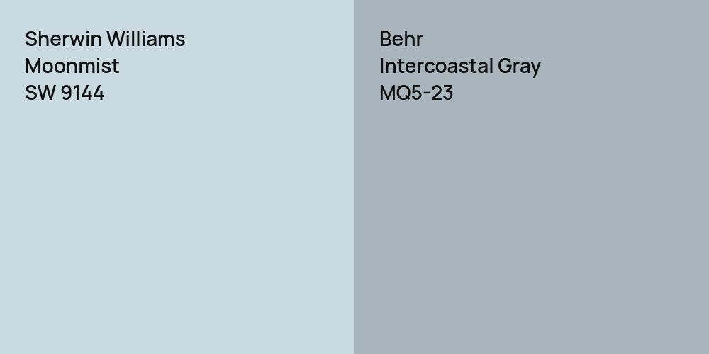 Sherwin Williams Moonmist vs. Behr Intercoastal Gray