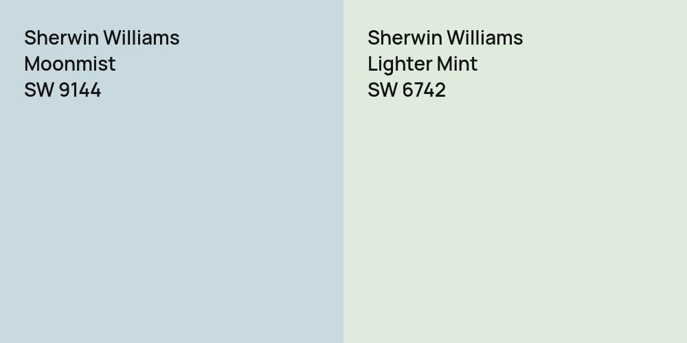 Sherwin Williams Moonmist vs. Sherwin Williams Lighter Mint