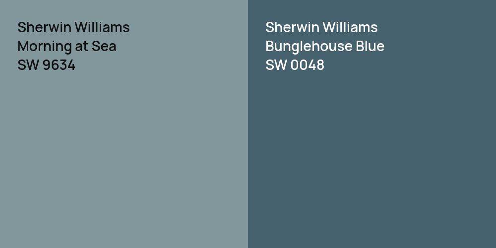 Sherwin Williams Morning at Sea vs. Sherwin Williams Bunglehouse Blue