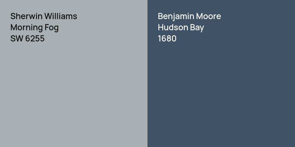 Sherwin Williams Morning Fog vs. Benjamin Moore Hudson Bay