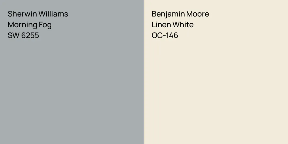 Sherwin Williams Morning Fog vs. Benjamin Moore Linen White