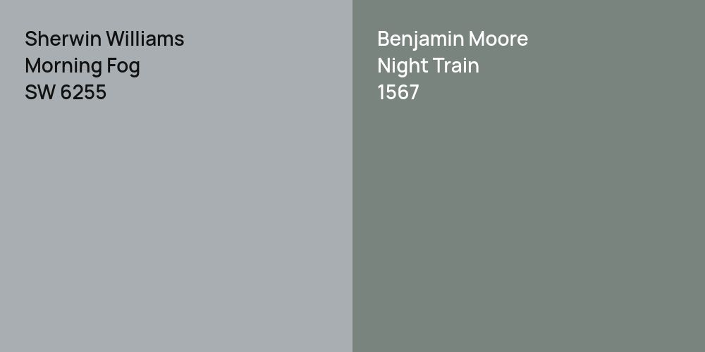 Sherwin Williams Morning Fog vs. Benjamin Moore Night Train