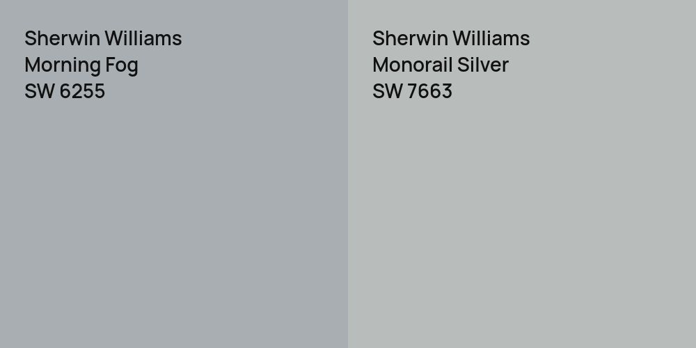 Sherwin Williams Morning Fog vs. Sherwin Williams Monorail Silver