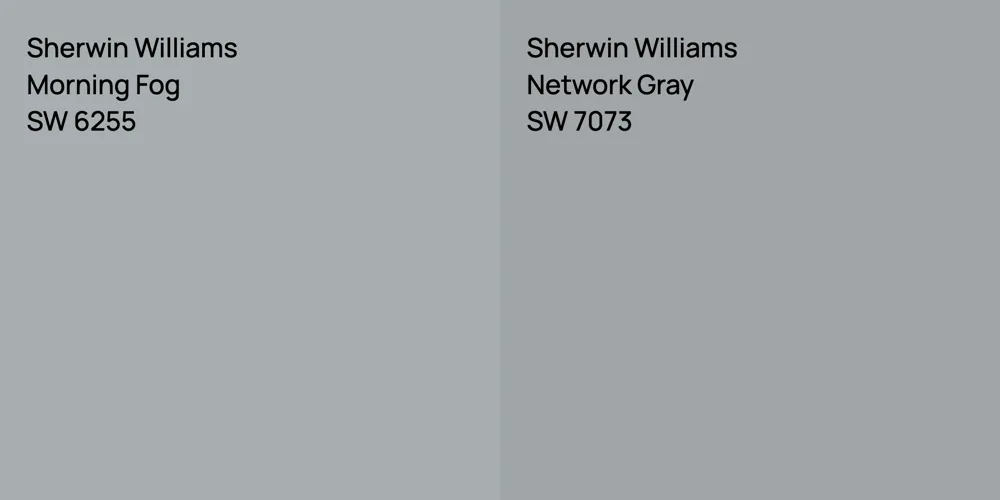 Sherwin Williams Morning Fog vs. Sherwin Williams Network Gray